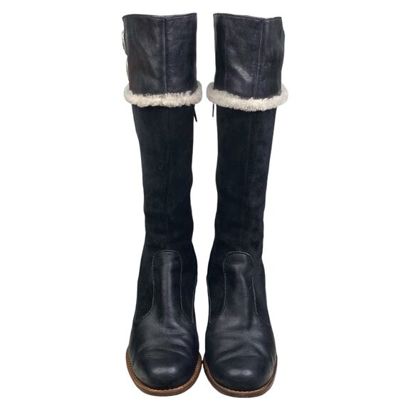 UGG Women’s Raya Black Suede Sheepskin Trimmed Riding Boot Size US 7.5 - Picture 7 of 14